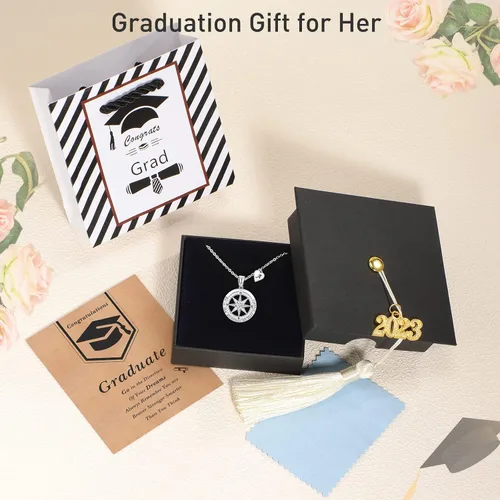 Miniatura 3 de Regalos de graduación para ella 2023, collar de brújula, collar de graduación, regalos de graduación 2023, regalos de graduación de escuela