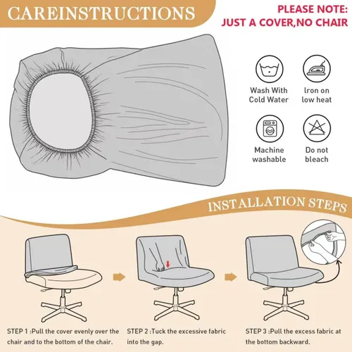 Miniatura 4 de NICEEC Funda para silla cruzada sin brazos, para oficina, dormitorio, escritorio, tocador, computadora, respaldo medio, asiento ancho sin protector