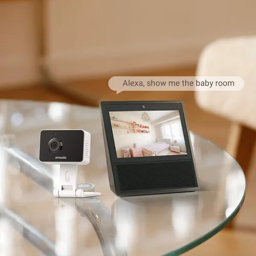 Miniatura 6 de Zmodo Mini cámara WiFi para mascotas de 1080p, audio bidireccional, cámara inteligente para el hogar con visión nocturna, compatible con Alexa