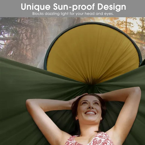 Miniatura 3 de G4Free Hamaca Grande para Acampar con Mosquitero para 2 Personas Pop-up Paracaídas Ligera Hamacas Colgantes Correas para Árboles Cama Columpio
