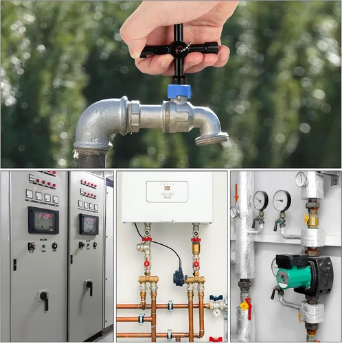 Miniatura 7 de HAUTMEC - Llave de agua de 4 vías, llave multifuncional universal de cruz, aleación de zinc, para fontaneros y electricistas, herramientas