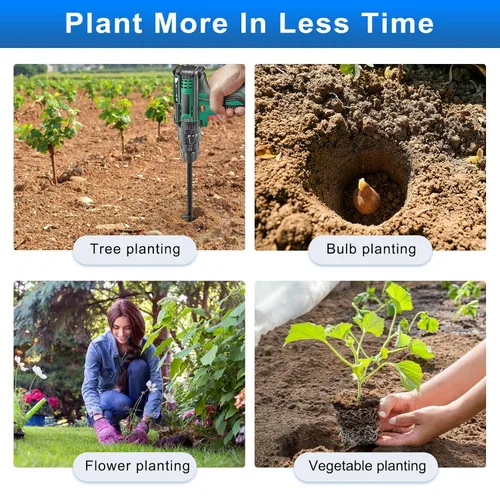 Miniatura 6 de Broca de taladro de jardín para plantar 1.6 x 32 pulgadas, broca negra para excavadora de agujeros, taladro de suelo para plantar bulbos, flores