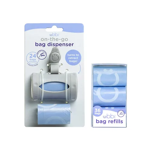 Miniatura 3 de Ubbi Dispensador de bolsas grises y bolsas de eliminación de residuos, aroma a lavanda, paquete de ahorro para bebés