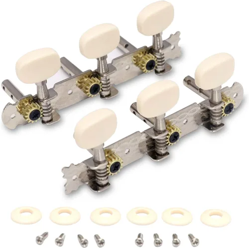 Miniatura 12 de 3 clavijas de afinación para guitarra chapadas en oro, llaves de afinación, afinadores de un solo agujero para guitarra clásica 3L 3R.