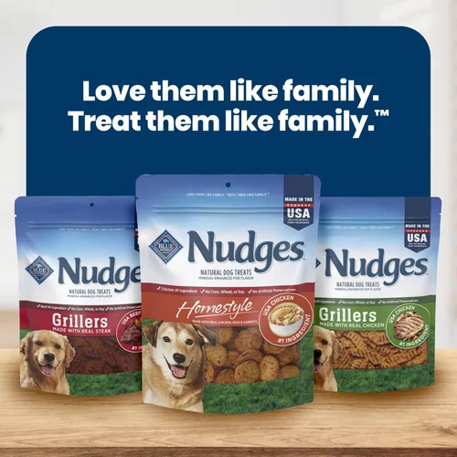 Miniatura 9 de Blue Buffalo Nudges Homestyle - Golosinas naturales para perros, fabricadas en los Estados Unidos con pollo, guisantes y zanahorias reales, bolsa