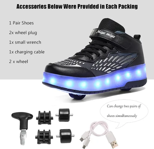 Miniatura 24 de Tenis con ruedas para niños y niñas, tenis deportivos recargables con luz LED para principiantes, el mejor regalo