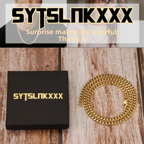 Miniatura 4 de SytsLNKXXX Collar de cadena cubana Miami para hombres y mujeres, acero inoxidable 316L de 40.236in de ancho, 18"20"22"24" de largo, joyería de hip