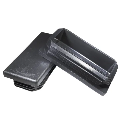 Miniatura 10 de Prescott Plastics Tapas de plástico acanaladas de 3/4 x 1 1/2 pulgadas, tapas rectangulares de tubo de metal negro, fuertes inserciones de patas