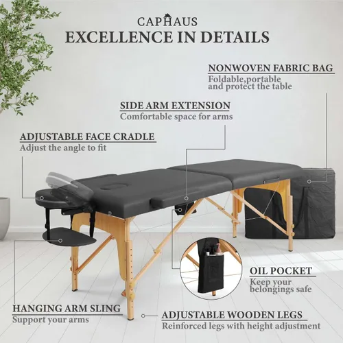 Miniatura 4 de CAPHAUS Mesa de masaje de espuma viscoelástica de 84 pulgadas, cama de masaje plegable y portátil de 28 pulgadas de ancho, cama de salón facial