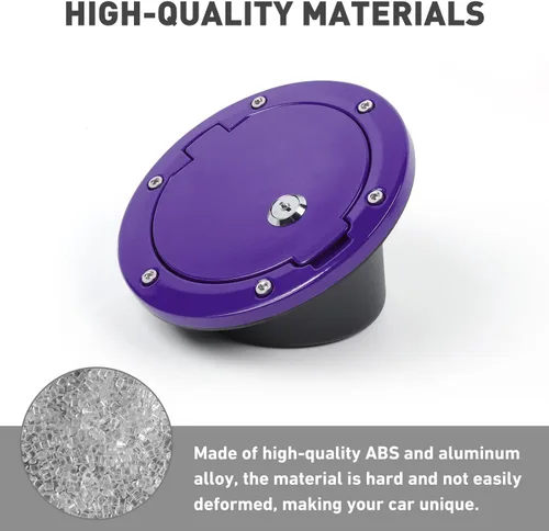 Miniatura 7 de Tapa de gasolina para Jeep Wrangler JK con cerradura, compatible con Jeep Wrangler JK JKU 2/4 puertas 2007-2018 (1 unidad, morado con cerradura)