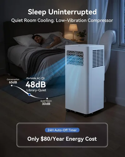Miniatura 6 de Feelfunn Aire acondicionado portátil de 8000 BTU, 3 en 1, enfría 350 pies cuadrados, CA silenciosa con ventilador y deshumidificador, pantalla LED