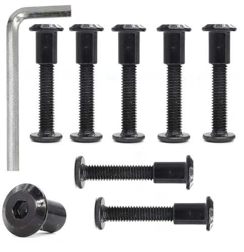 Miniatura 11 de cSeao 114 tornillos de conexión de cabeza plana M6 negro Allen, tornillos de conexión, tornillos de casquillo de casquillo, kit de tuercas