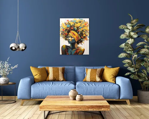 Miniatura 258 de Arte de pared afroamericano, decoración de rey y reina bailarín negro para sala de estar, arte de pareja de amor negro para dormitorio, lienzo