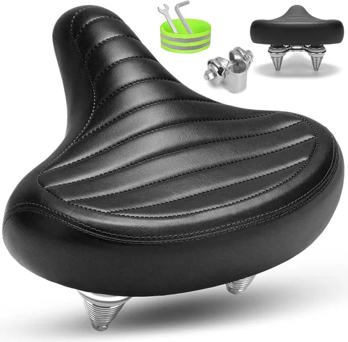 CDYWD Wide Bike Seat for Men Women Comfort, Large Soft Padded Bicycle Seat Cushion, Oversized Comfortable Replacement Saddle for Beach Cruiser, City