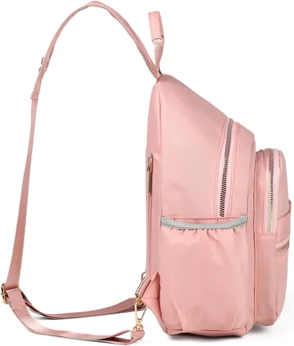 Miniatura 5 de YAZEKOUS - Mochila cruzada tipo bandolera mini para mujeres, convertible, pequeña mochila para viajes, para senderismo, mochila de día Z Rosa
