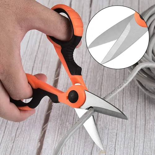 Miniatura 7 de Tijeras de pesca multiusos, herramientas de electricista de acero inoxidable dentadas para cortar alambre eléctrico, alambres de hierro, carne, aves