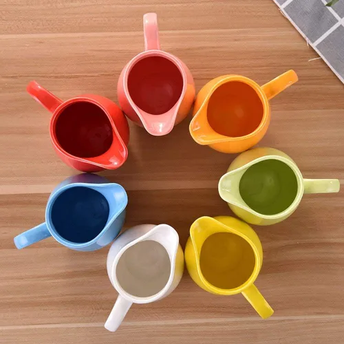 Miniatura 7 de FUYU Crema colorida de cerámica con mango, jarra de crema de leche de café