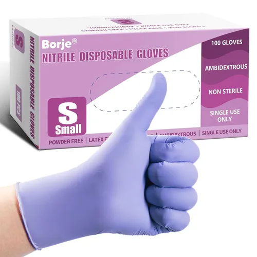 Miniatura 12 de Guantes de nitrilo Borje grandes, 100 guantes desechables, negros, sin látex y sin polvo, para examen médico, aptos para alimentos, limpieza, cocina