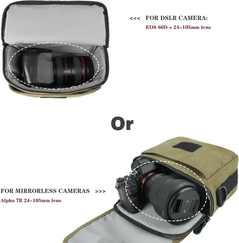 Miniatura 2 de Besnfoto Bolsa de cámara pequeña sin espejo, bolsa de hombro para cámara impermeable, bonita bolsa de mensajero compacta para mujeres y hombres