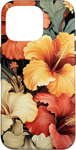 Miniatura 20 de Funda para iPhone 13 Pro Max con diseño tropical hawaiano amarillo rojo hibisco plumeria