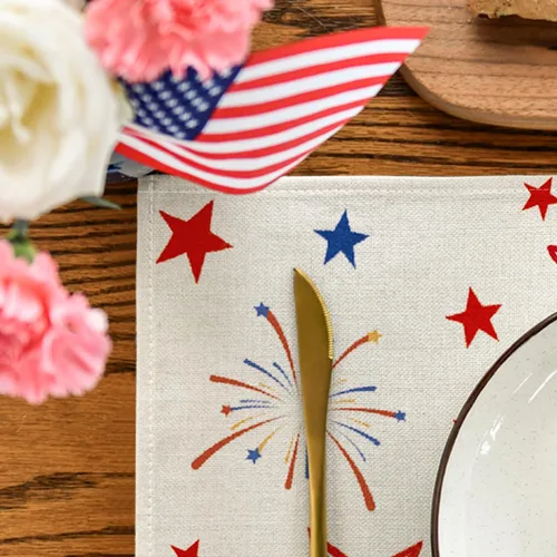 Miniatura 7 de Artoid Mode Juego de 4 manteles individuales Patriotic Freedom Stars del 4 de julio para mesa de comedor, 12 x 18 pulgadas, decoración del Día