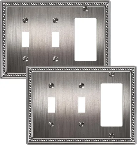 Miniatura 86 de Paquete de 4 placas de cubierta para interruptor de luz de palanca individual, cubiertas decorativas de perlas, placa de pared de metal almendra