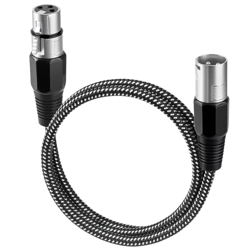 Cable XLR KINXIYU 3 pies, cable de micrófono 3 Pin Nylong trenzado balanceado XLR macho a hembra, cables de parche de micrófono de servicio pesado