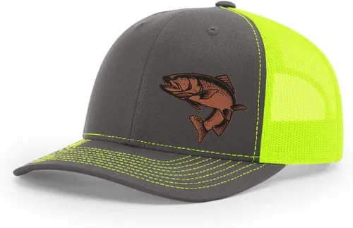 Miniatura 22 de Sombrero de pesca de trucha con parche de cuero grabado láser Richardson 112 Snapback Trucker Cap