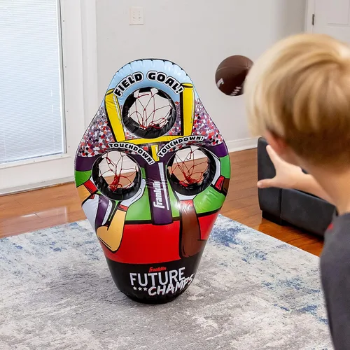 Miniatura 13 de Franklin Sports Juego de lanzamiento de objetivos de fútbol para niños, juguete inflable de tiro con mini pelotas de fútbol suaves - Divertido juego
