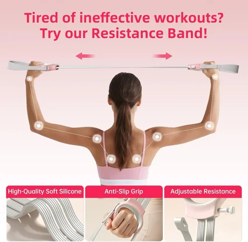 Miniatura 3 de Figura 8 bandas de resistencia de fitness con asas, banda elástica ajustable de 20 a 60 libras, bandas de silicona de tela antideslizante