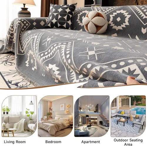 Miniatura 184 de VClife Fundas de sofá bohemio de felpilla para sofá seccional, fundas de sofá suaves y antideslizantes para sofá de 2 cojines, protector de muebles