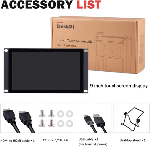 Miniatura 9 de GeeekPi 9 pulgadas 1280x720 pantalla táctil LCD 3U Rack Mount Monitor para DeskPi RackMate T0/T1/T2/T0 Plus/T1 Plus/TL1 Server Cabinet y 10 pulgadas
