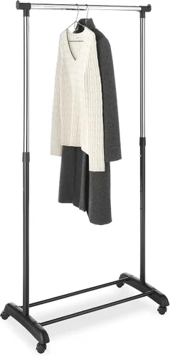 Estante ajustable para prendas de Whitmor, 6024-3539, colección blanca Negro y cromo - 18.5 x 33 x 66 pulgadas