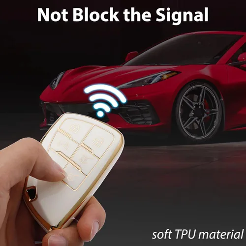 Miniatura 5 de Funda para llavero de TPU de 6 botones con llavero de cuero, compatible con GMC Yukon Denali Sierra 2021, 2022, 2023, 2024, 2025, 2026, compatible
