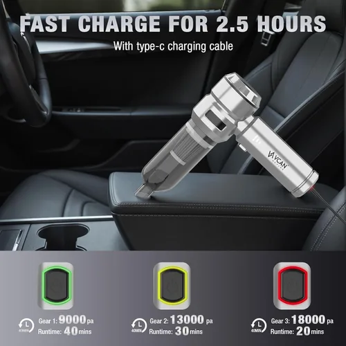 Miniatura 6 de Aspiradora portátil inalámbrica de 22000 PA de alta potencia con motor sin escobillas, plumero de aire comprimido 4 en 1, soplador de aire y bomba