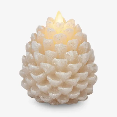 Miniatura 11 de Luminara Pinecone - Velas sin llama, con acabado marrón tiza, figuras de piña, velas LED de cera real sin perfume, funcionan