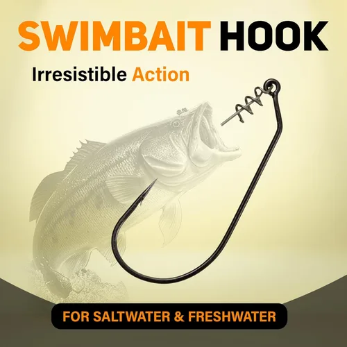 Miniatura 2 de Reaction Tackle Swimbait - Ganchos para pesca de lubina, ganchos de pesca de plástico suave con pasador de resorte centrado para cebos de natación