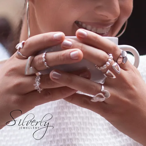 Miniatura 9 de Silverly Anillos de boda de estilo ruso para él y ella, anillo de cinco bandas entrelazadas, anillos clásicos de plata de ley 925 multibanda