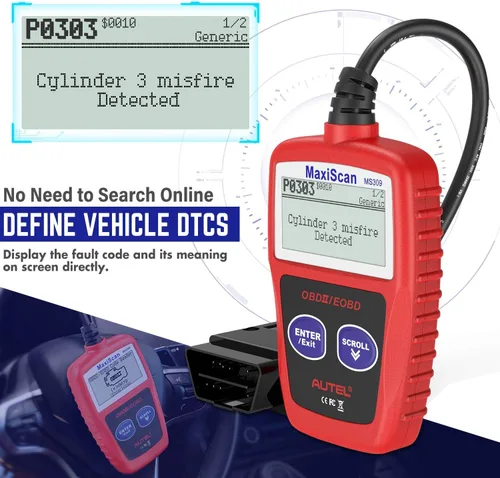 Miniatura 5 de Autel OBD2 Escáner MS309 Universal para Coche, Lector de Códigos de Fallas del Motor, Comprueba la Luz de Verificación del Motor y el Estado