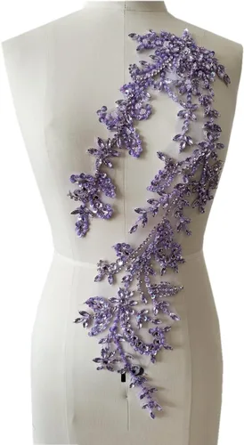 Miniatura 27 de PLune Diamantes de imitación acrílicos brillantes hechos a mano en apliques de encaje, cuentas de costura, parches para accesorios para vestido