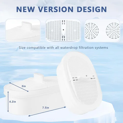 Miniatura 2 de Paquete de 3 filtros de repuesto para sistema de filtración de jarra de gota de agua, filtro de agua compatible con WD-PF-01A Plus, reduce