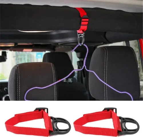 Miniatura 10 de YOCTM Percha enrollable para colgar abrigos, gancho para ropa compatible con Jeep Wrangler JL JT TJ JK JLU Sports Sahara Freedom Rubicon X