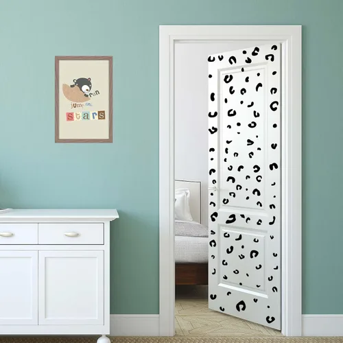 Miniatura 3 de Adhesivo decorativo de pared de leopardo, 2 calcomanías con estampado de leopardo, calcomanías autoadhesivas de leopardo para paredes, despegar