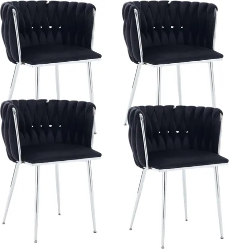 Miniatura 19 de Juego de 2 sillas de comedor de terciopelo, sillas tapizadas tejidas para sala de estar, sillas modernas de cocina y comedor, sillas decorativas