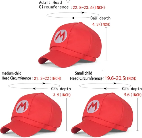 Miniatura 2 de Super Mario Bros Sombrero Luigi Gorra Cosplay para niños y adultos, disfraz de Halloween de béisbol, anime, unisex, 2 unidades, 22.83-23.62 pulgadas