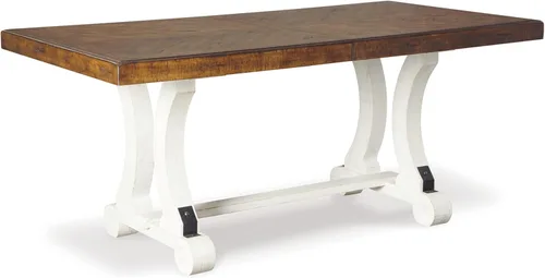 Signature Design by Ashley Valebeck - Mesa de comedor extensible, mesa de comedor rústica con extensión de hojas, asientos hasta 8, color blanco y