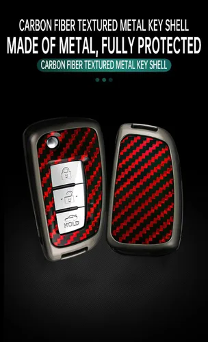 Miniatura 3 de ontto Funda de llavero para Nissan Flip Key Remote Metal con llavero apto para Nissan Rogue, Negro