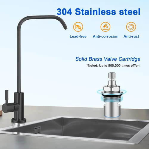 Miniatura 3 de Grifo de agua potable – Grifo de agua filtrado de vástago de rosca larga para encimera gruesa, grifo de ósmosis inversa sin plomo con manguera