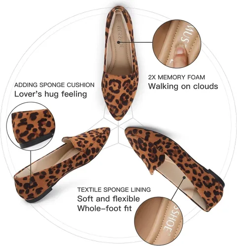 Miniatura 3 de MUSSHOE - Zapatos planos para mujer, de punto de malla, cómodos, con plantilla de espuma viscoelástica, sin cordones y de punta aguda