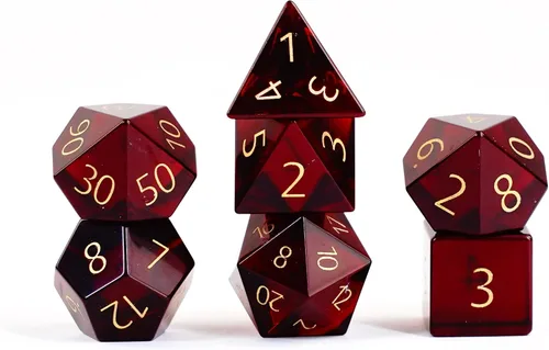 FanRoll - Juego de dados DND de 0.630 in con piedra natal de polietileno: Granate de enero grabado, dados de juego de rol para Calabozos y Dragones
